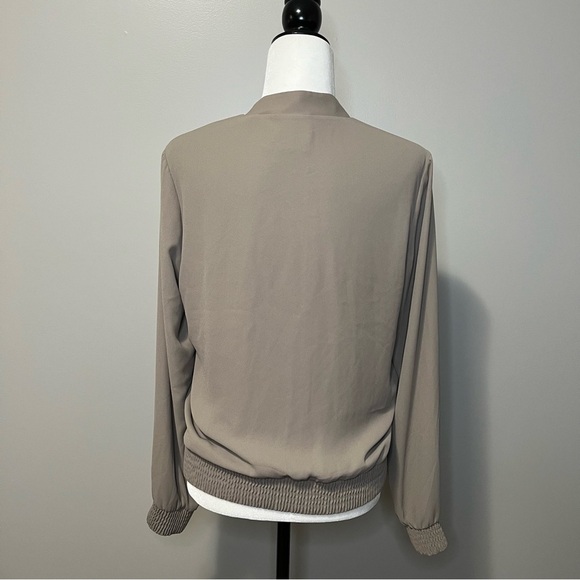 Babaton Gilroy Full Zip Bomber Jacket Taupe - Picture 9 of 12